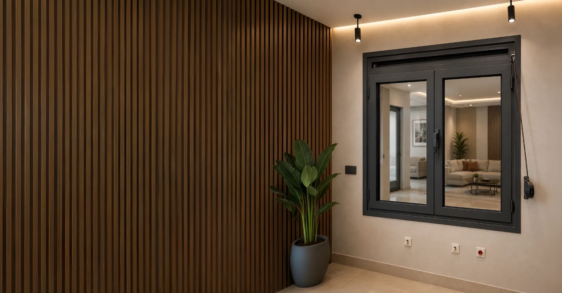 Salon résidentiel avec porte-fenêtre aluminium SNAPEN